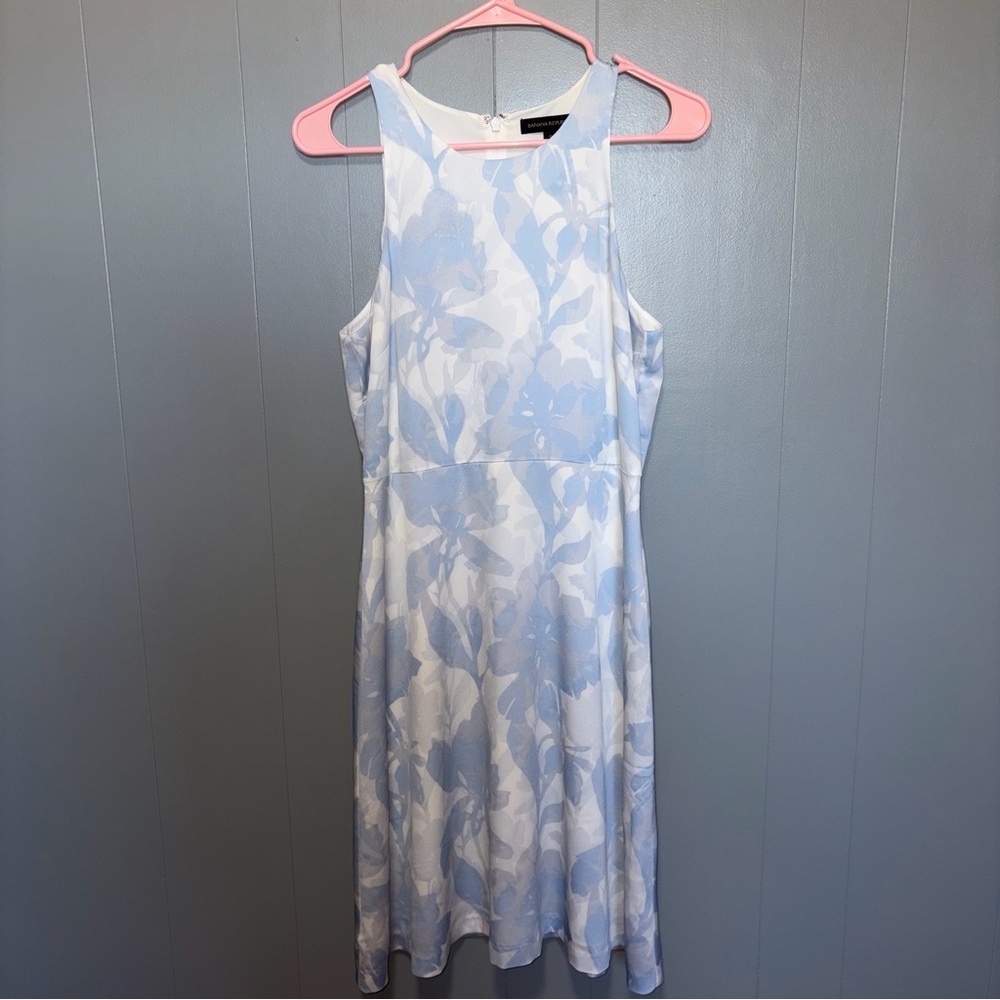 Banana Republic Racerback Sleeveless Blue White Floral Sheath Dress Size 6